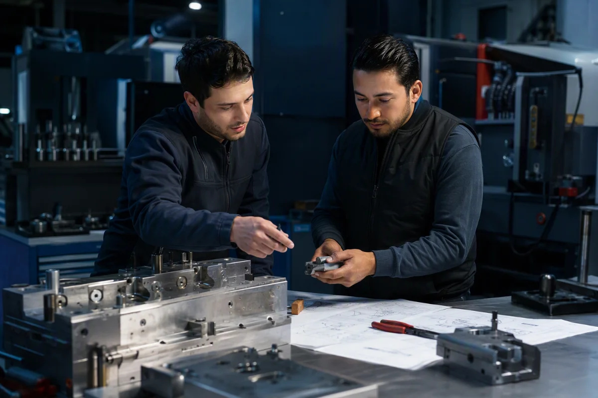 Equipo de ingeniería de M&D Molds and Dies trabajando junto al cliente